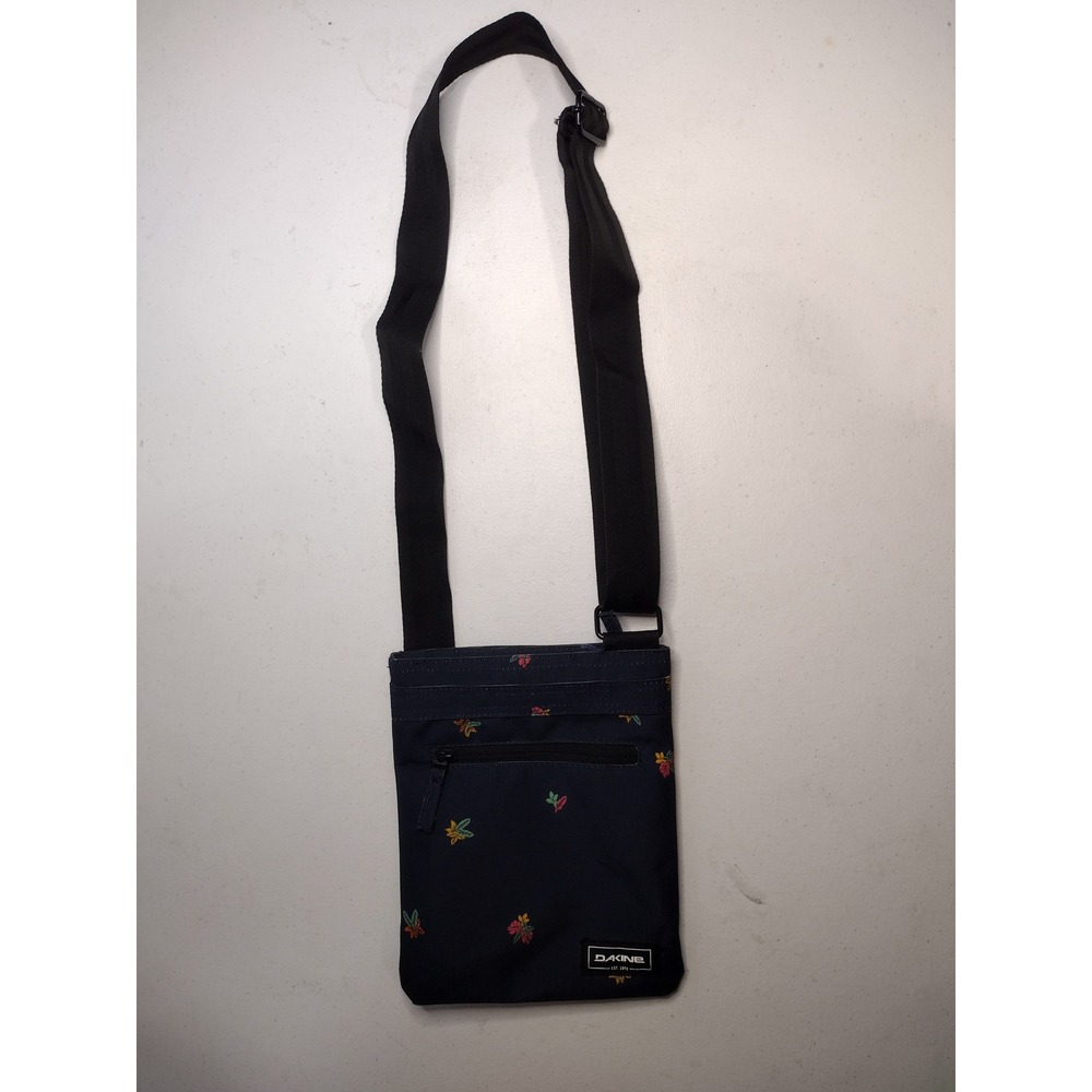 Dakine Jive Crossbody Bag Navy Blue Tropical Floral Print Slim Travel Purse